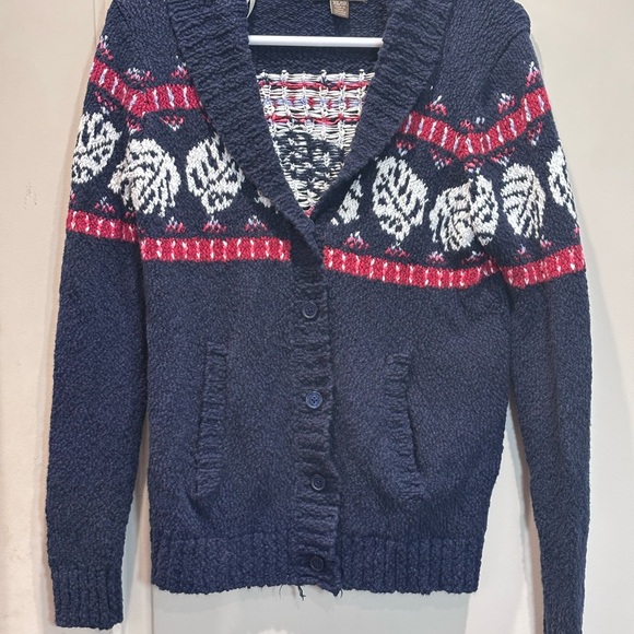 Tommy Bahama Navy and Red Knit Cardigan - Picture 2 of 8